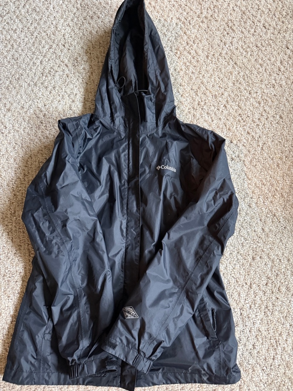 Columbia Black Hooded Rain Jacket